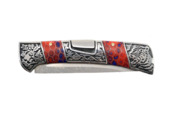Nóż składany Kandar Damascus czerwony