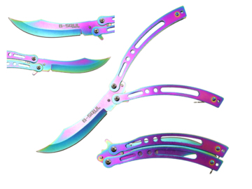 Nóż motylek tęczowy zakrzywiony