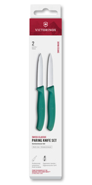 Zestaw 2 noży gładki i ząbkowany 8cm Victorinox Swiss Classic kale green