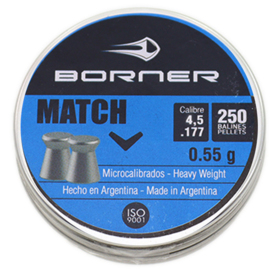 Śrut Borner Match płaski gładki kal. 4,5 mm 250 sztuk
