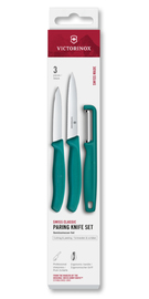 Zestaw 2 noży i obieraczka Victorinox Swiss Classic kale green