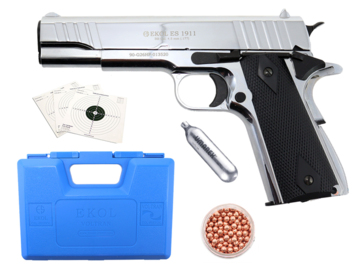 Wiatrówka pistolet Ekol Voltran ES 1911-V2 Chrom kal. 4.5 mm BB