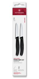 Zestaw 2 noży gładki i ząbkowany 8cm Victorinox Swiss Classic czarny 