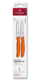 Zestaw 2 noży gładki i ząbkowany 10cm Victorinox Swiss Classic orange
