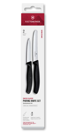 Zestaw 2 noży gładki i ząbkowany 8cm i 11cm Victorinox Swiss Classic czarny 