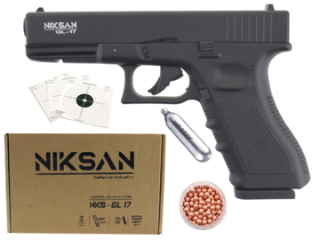 Wiatrówka pistolet Niksan Defence NKS GL17 Czarny 4,5 mm BB Blow Back CO2