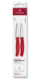 Zestaw 2 noży gładki i ząbkowany 8cm Victorinox Swiss Classic czerwony