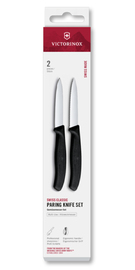 Zestaw 2 noży gładki i ząbkowany 8cm Victorinox Swiss Classic czarny 