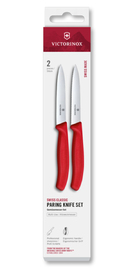 Zestaw 2 noży gładki i ząbkowany 10cm Victorinox Swiss Classic czerwony