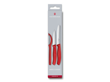 Victorinox zestaw noży do warzyw i owoców Swiss Classic z obieraczką czerwony