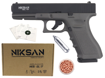 Wiatrówka pistolet Niksan Defence NKS GL17 Grey 4,5 mm BB Blow Back CO2