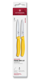 Zestaw 2 noży gładki i ząbkowany 10cm Victorinox Swiss Classic żółty