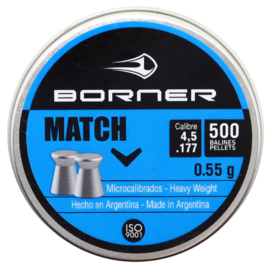 Śrut Borner Match płaski gładki kal. 4,5 mm 500 sztuk
