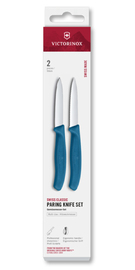 Zestaw 2 noży gładki i ząbkowany 8cm Victorinox Swiss Classic niebieski