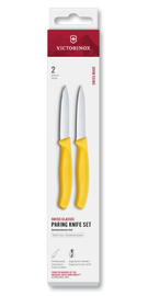 Zestaw 2 noży gładki i ząbkowany 8cm Victorinox Swiss Classic żółty